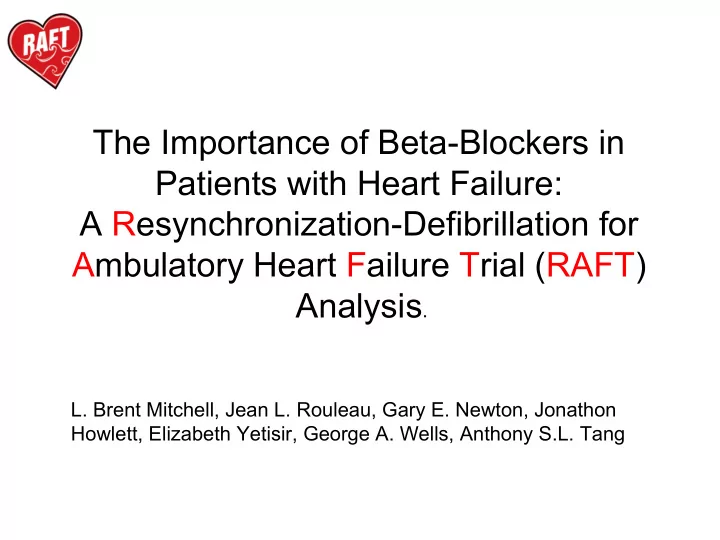 the importance of beta blockers in patients with heart
