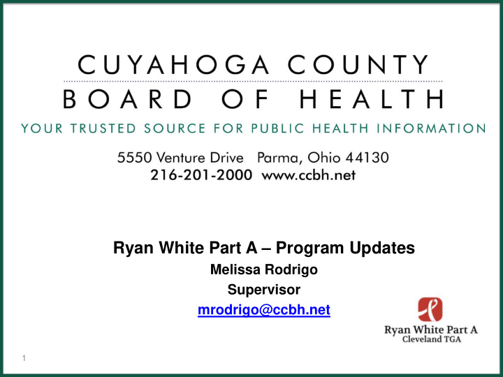 ryan white part a program updates