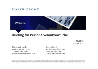 Briefing fr Personalverantwortliche  Briefing fr Personalverantwortliche  Q2/2015  Q2/2015  29.