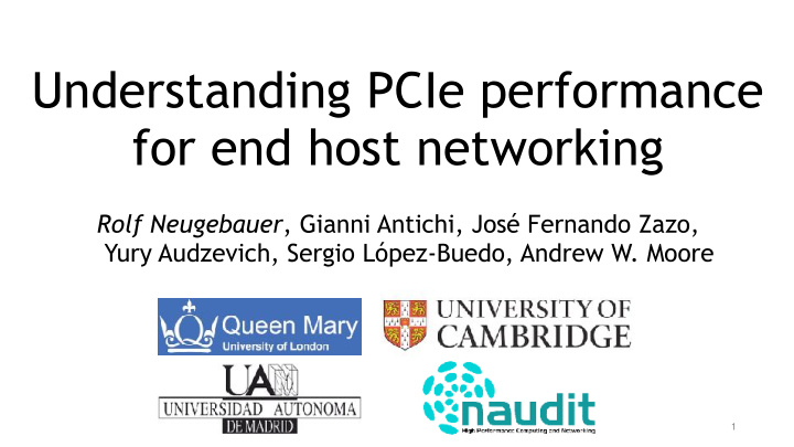 understanding pcie performance for end host networking