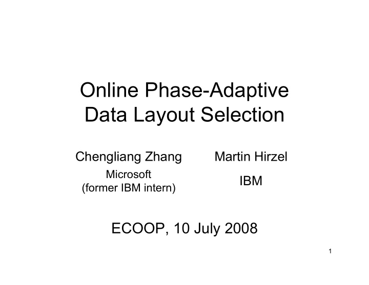 online phase adaptive data layout selection
