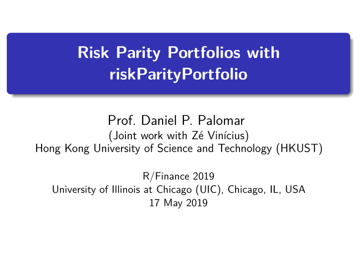 risk parity portfolios with riskparityportfolio