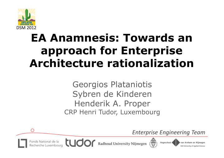 ea anamnesis towards an approach for enterprise