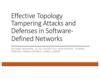 Effective Topology  Tampering Attacks and  Defenses in Software-  Defined Networks  RICHARD