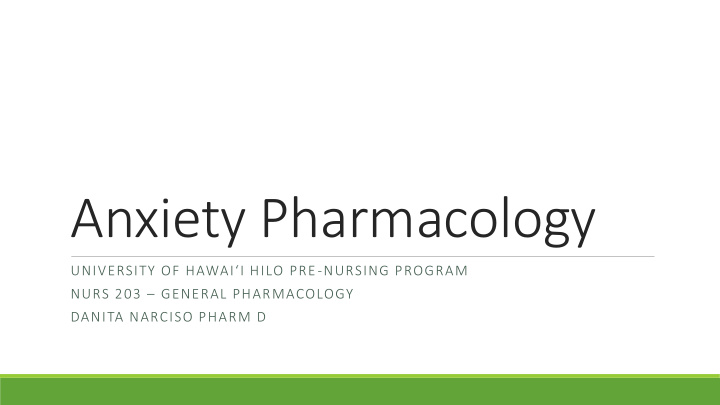 anxiety pharmacology