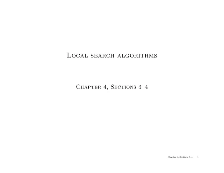 local search algorithms