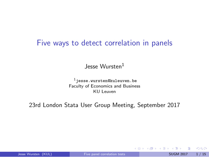 five ways to detect correlation in panels