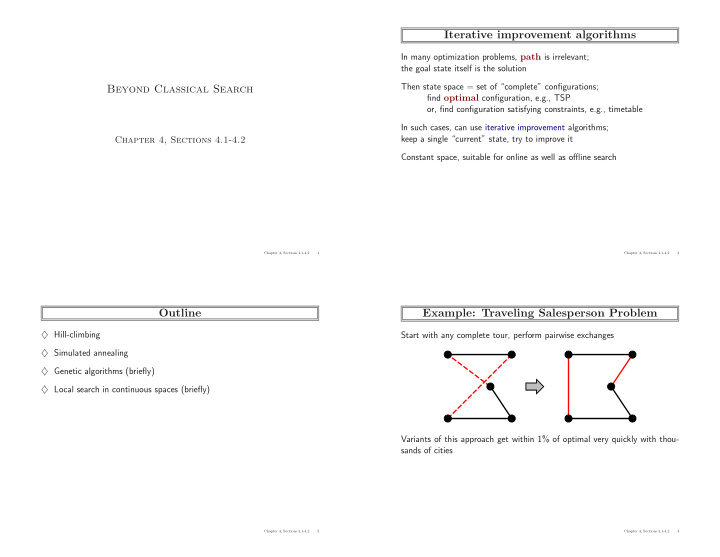 iterative improvement algorithms