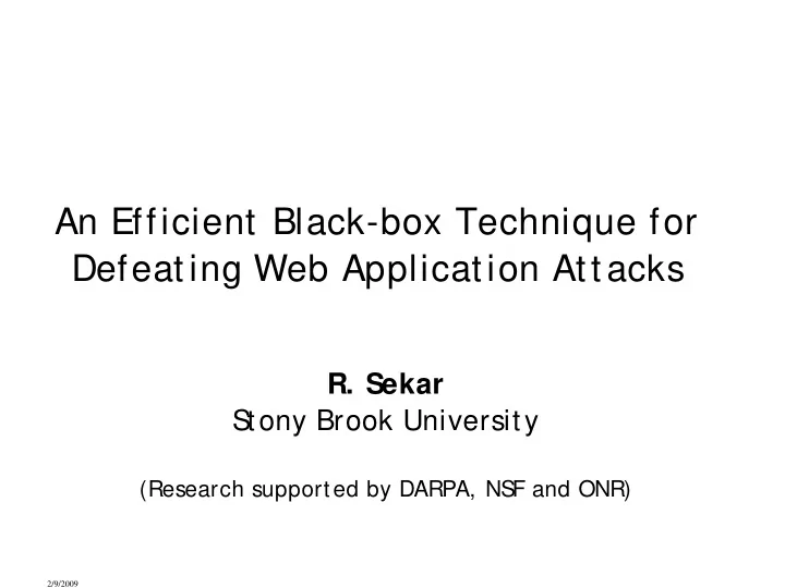 an efficient black box technique for defeating web