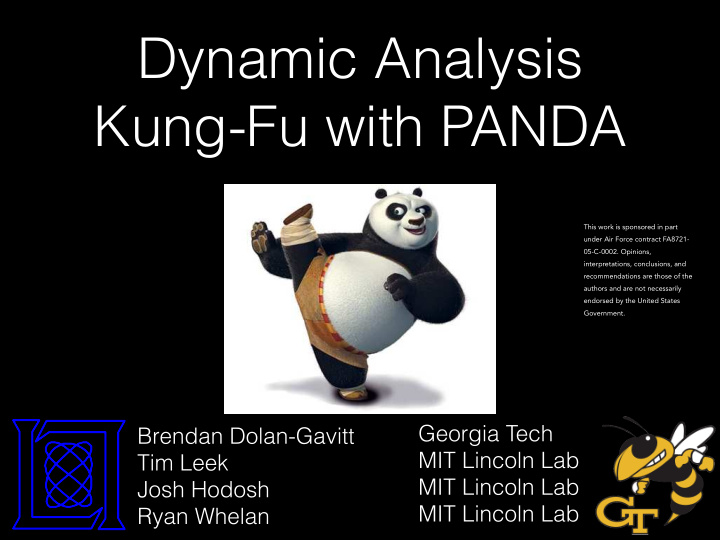 dynamic analysis kung fu with panda