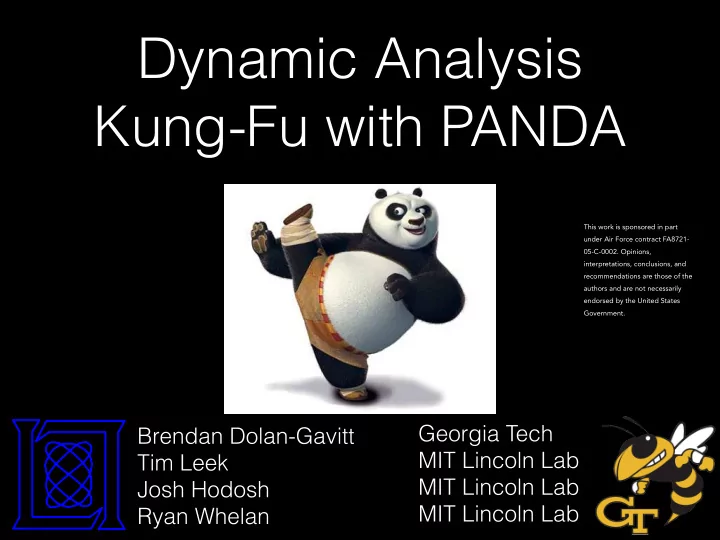 dynamic analysis kung fu with panda
