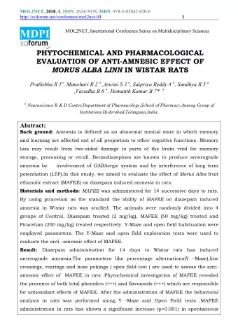 Introduction: In this 21 st century the cognitive impairment and oxidative stress were most