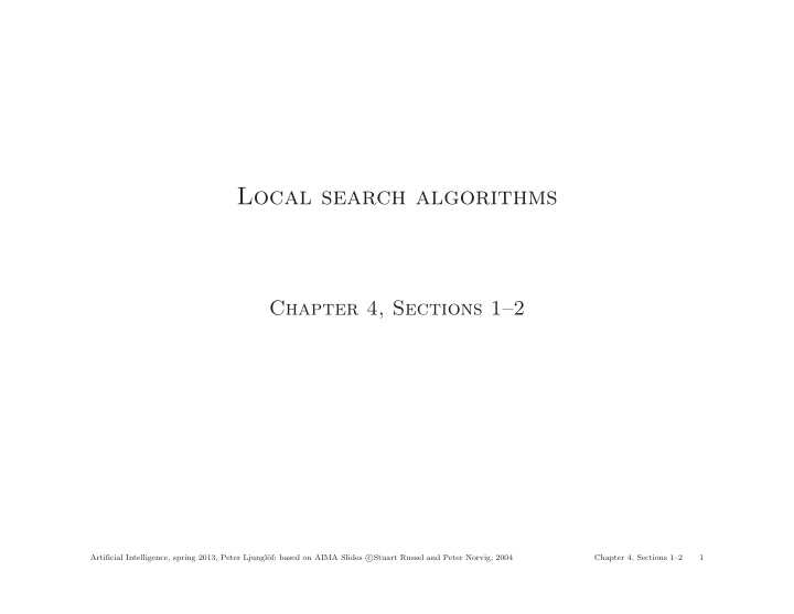 local search algorithms