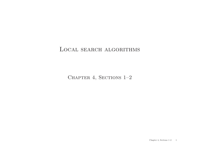 local search algorithms