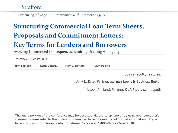 structuring commercial loan term sheets proposals and
