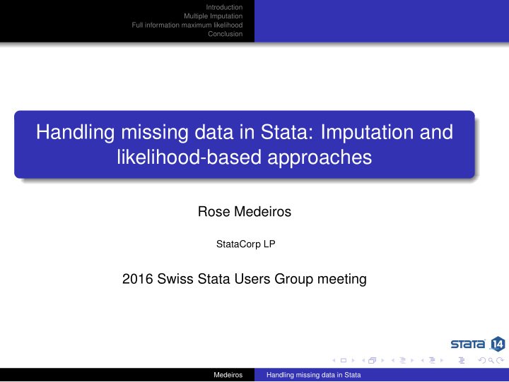 handling missing data in stata imputation and likelihood