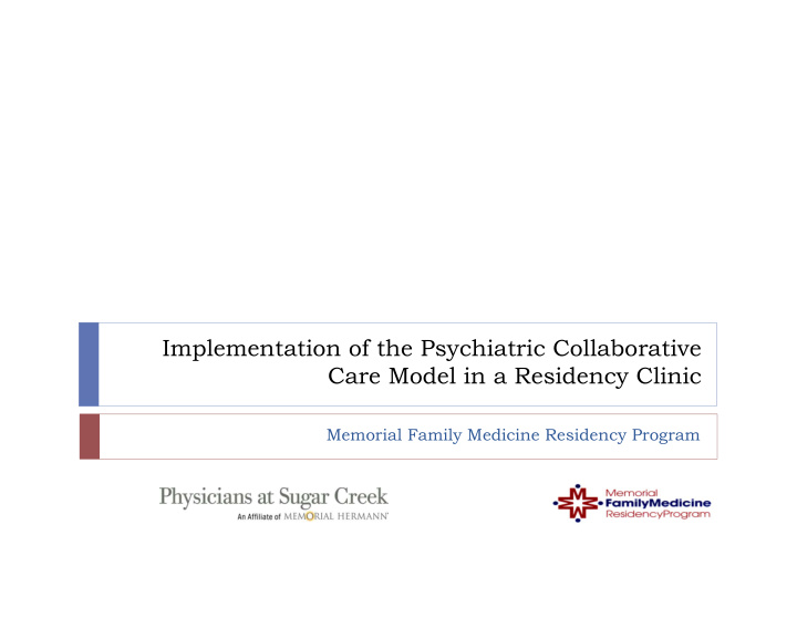 implementation of the psychiatric collaborative care