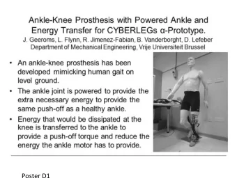 Poster D1  Strategies  to reduce the configuration time for a  powered knee and ankle prosthesis