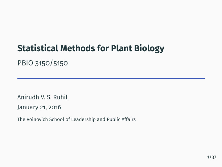statistical methods for plant biology