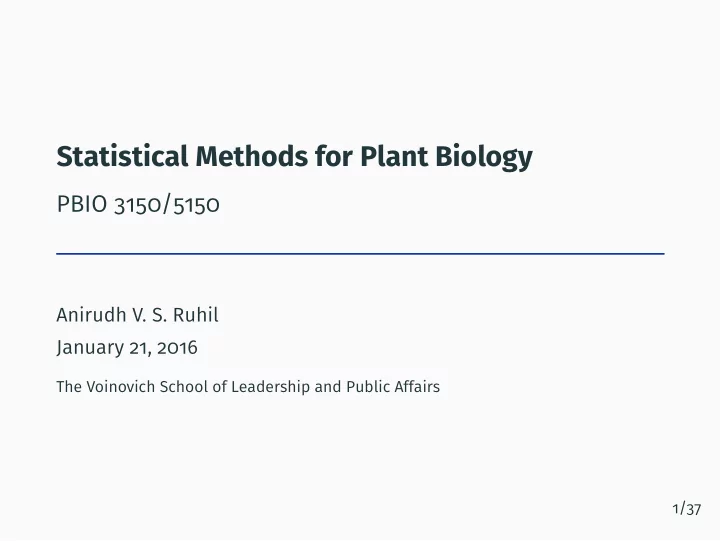 statistical methods for plant biology