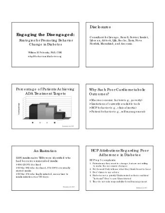 E  ngaging the Disengaged:  Co nsulta nt fo r L  ivo ng o , Sa no fi, Se rvie r, I  nsule t,  Stra