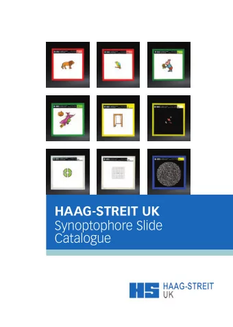 HAAG-STREIT UK  Synoptophore Slide  Catalogue  HAAG-STREIT UK SYNOPTOPHORE SLIDE CATALOGUE