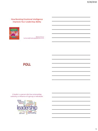 9/28/2018  How Boosting Emotional Intelligence  Improves Your Leadership Ability  Barbara Kaiser