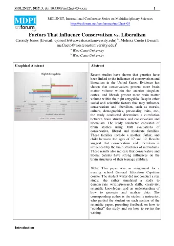 MOL2NET, 2017 , 3, doi:10.3390/mol2net-03-xxxx  2  Literature Review: Scientific  Liberals and