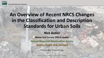 An Overview of Recent NRCS Changes  in the Classification and Description  Standards for Urban