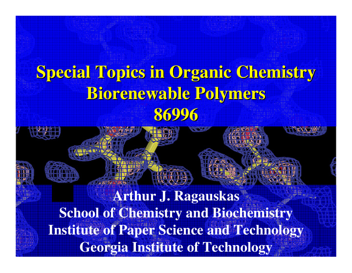 special topics in organic chemistry special topics in