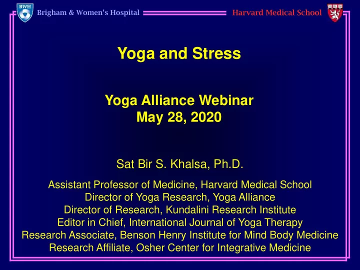 yoga and stress