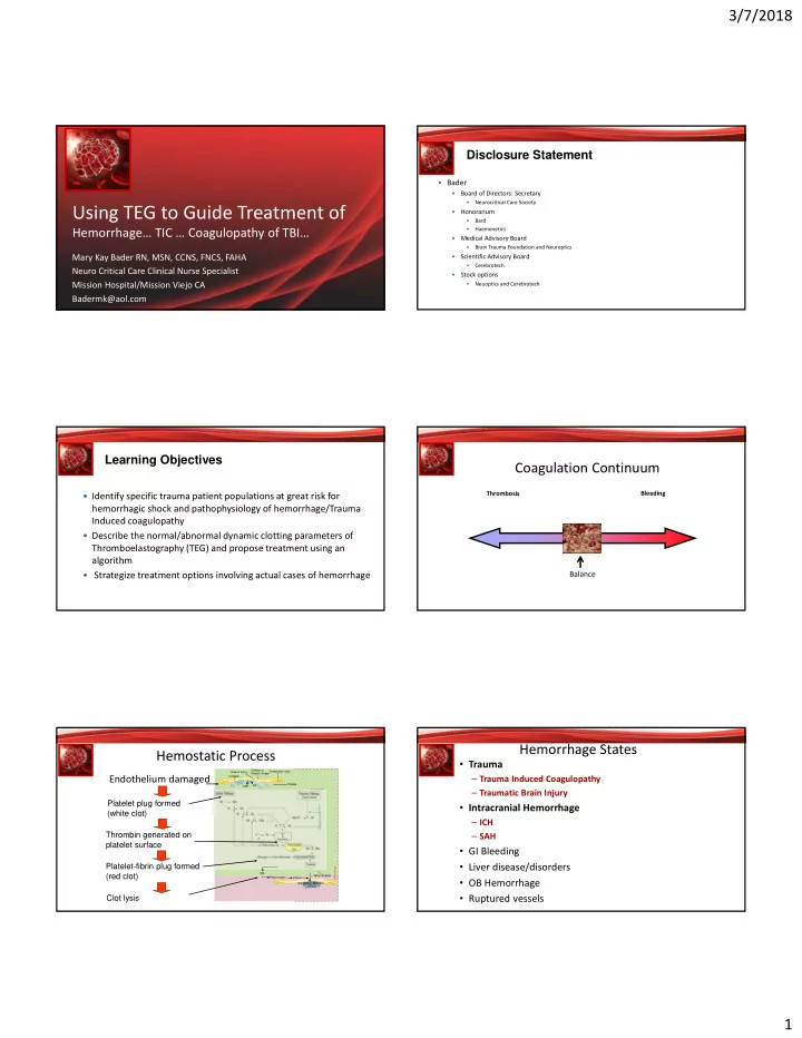 using teg to guide treatment of