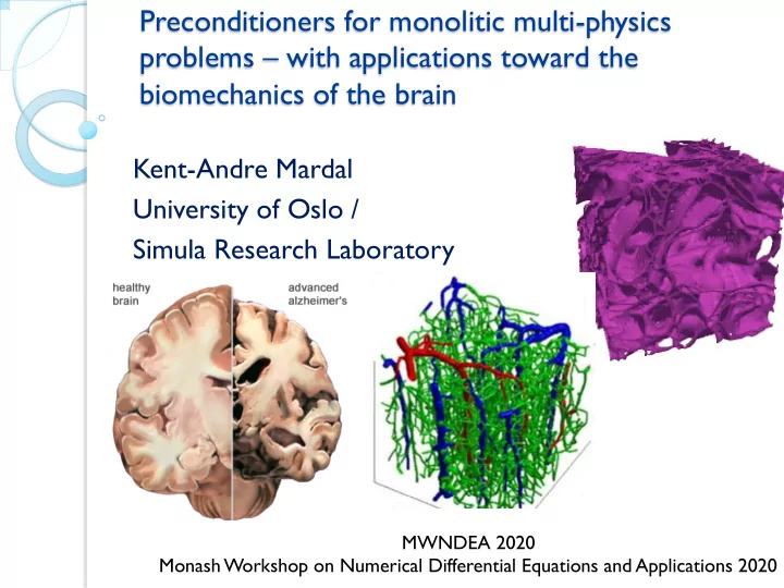 preconditioners for monolitic multi physics problems with