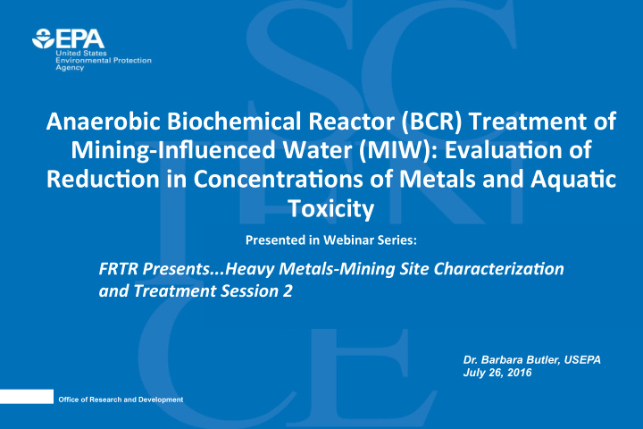 anaerobic biochemical reactor bcr treatment of mining