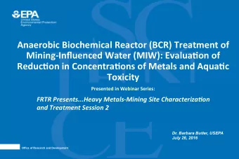 Anaerobic Biochemical Reactor (BCR) Treatment of  Mining-Influenced Water (MIW): EvaluaAon of