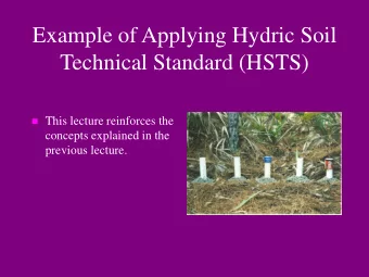 Example of Applying Hydric Soil  Technical Standard (HSTS)  This lecture reinforces the
