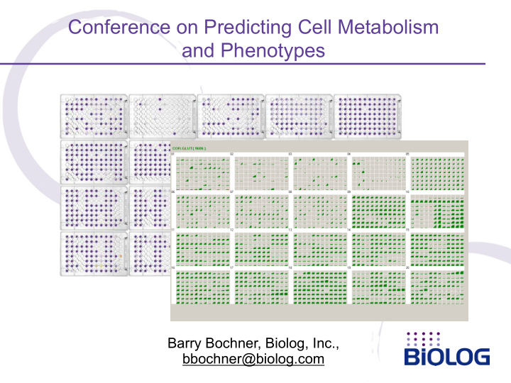 conference on predicting cell metabolism and phenotypes