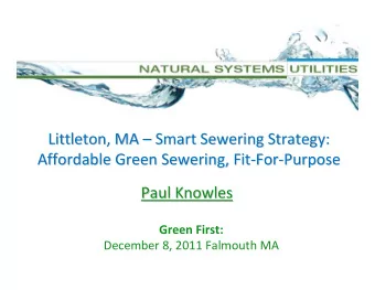Littleton, MA    Smart Sewering Strategy:  Smart Sewering Strategy:  Littleton, MA