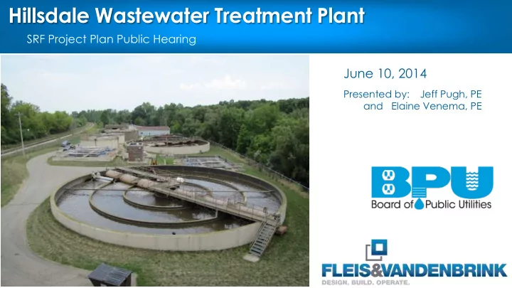 hillsdale wastewater treatment plant