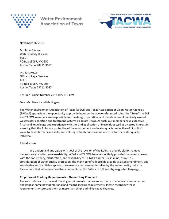 november 26 2019 mr brian sierant water quality division