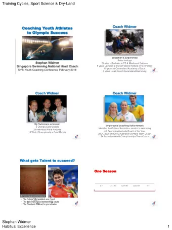 Training Cycles, Sport Science &amp; Dry-Land  Co  Coaching Youth At  Athletes  Coach Widmer  to