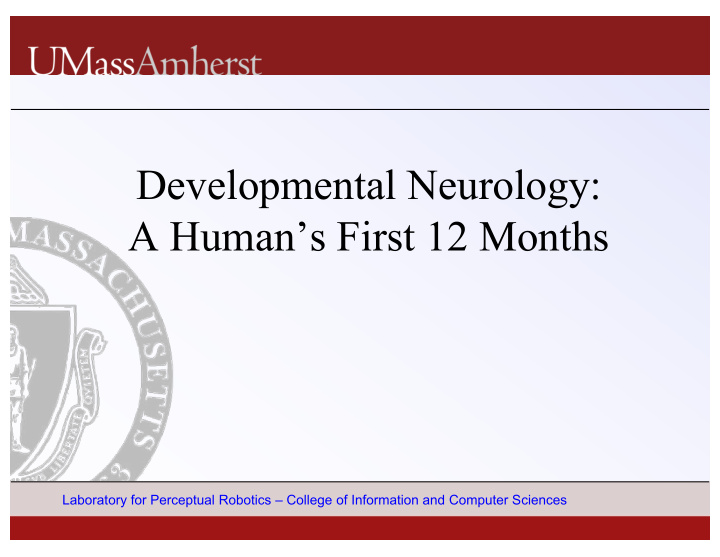 developmental neurology a human s first 12 months