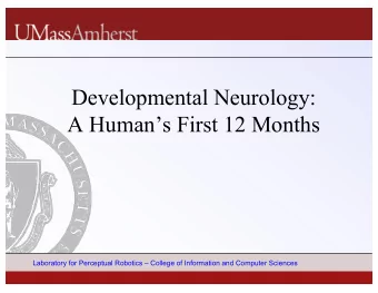 Developmental Neurology:  A Humans First 12 Months  Laboratory for Perceptual Robotics