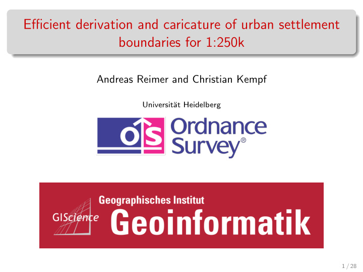 efficient derivation and caricature of urban settlement