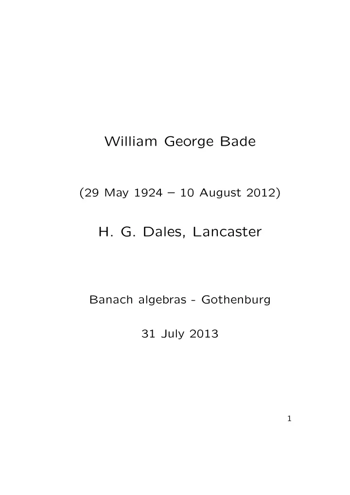 william george bade