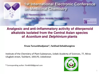 Analgesic and anti-inflammatory activity of diterpenoid  alkaloids isolated from the Central Asian