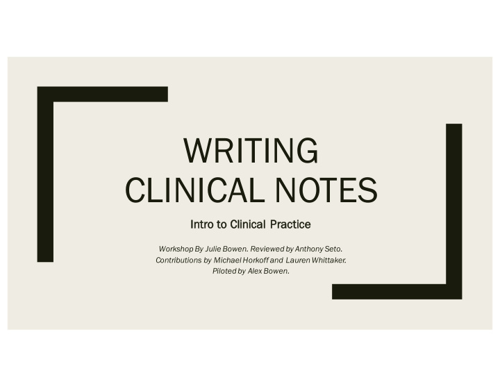 writing clinical notes