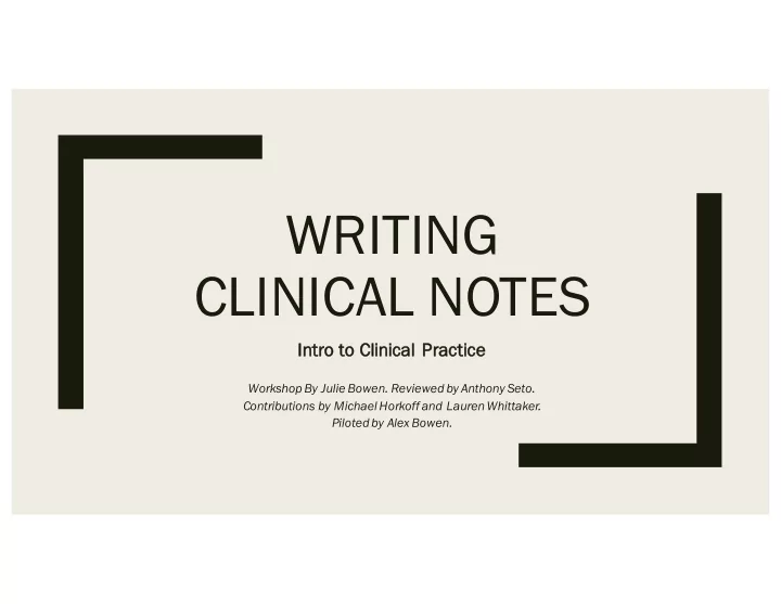 writing clinical notes