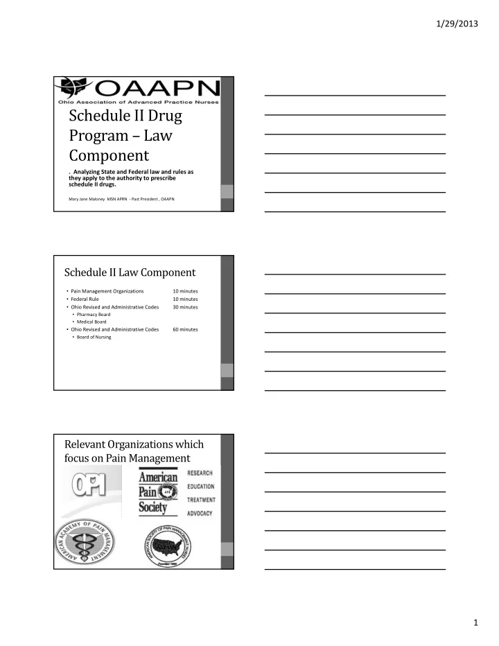 schedule ii drug program law component