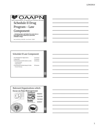 Schedule II Drug  Program  Law  Component . Analyzing State and Federal law and rules as they